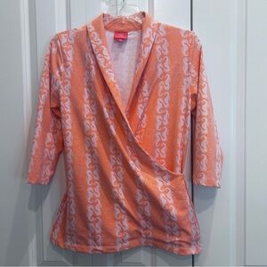 Lissa Mar Mango Coral Seahorse Stretch Blouse